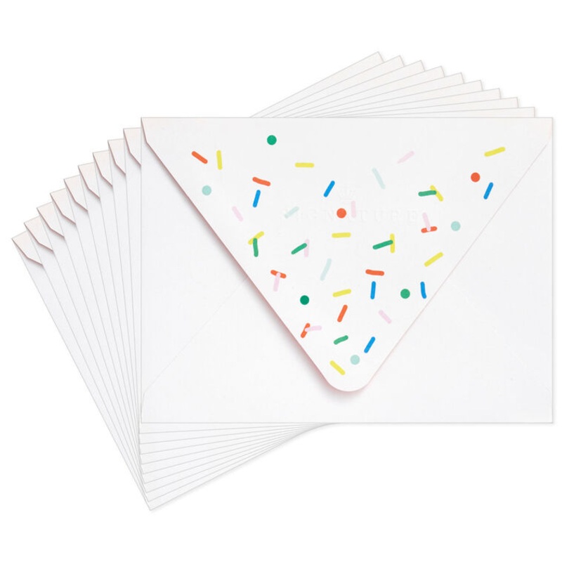 Confetti on White Designed Envelopes, Pack of 10