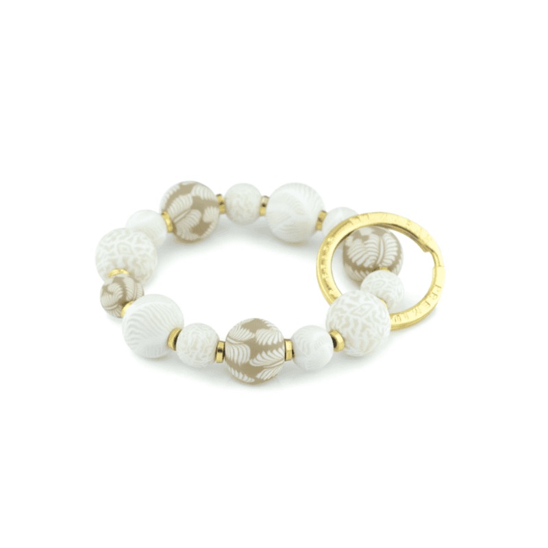 Ivory Palm Small Bead Wrist Keychain