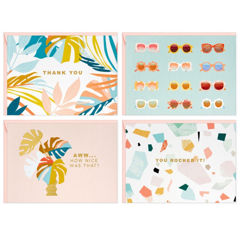 Tropical Style Assorted Blank Note Cards in Caddy, Pack of 40