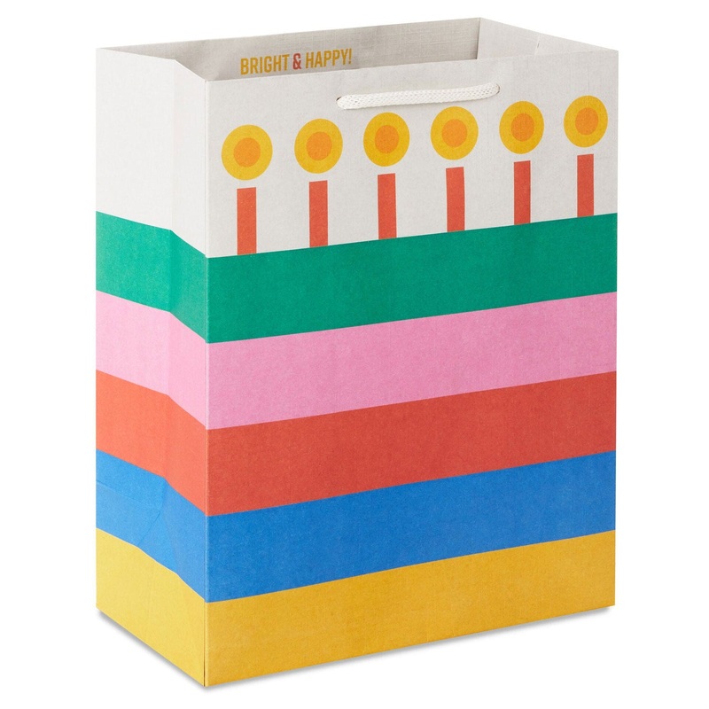 Bold Striped Cake Medium Birthday Gift Bag 9.6"