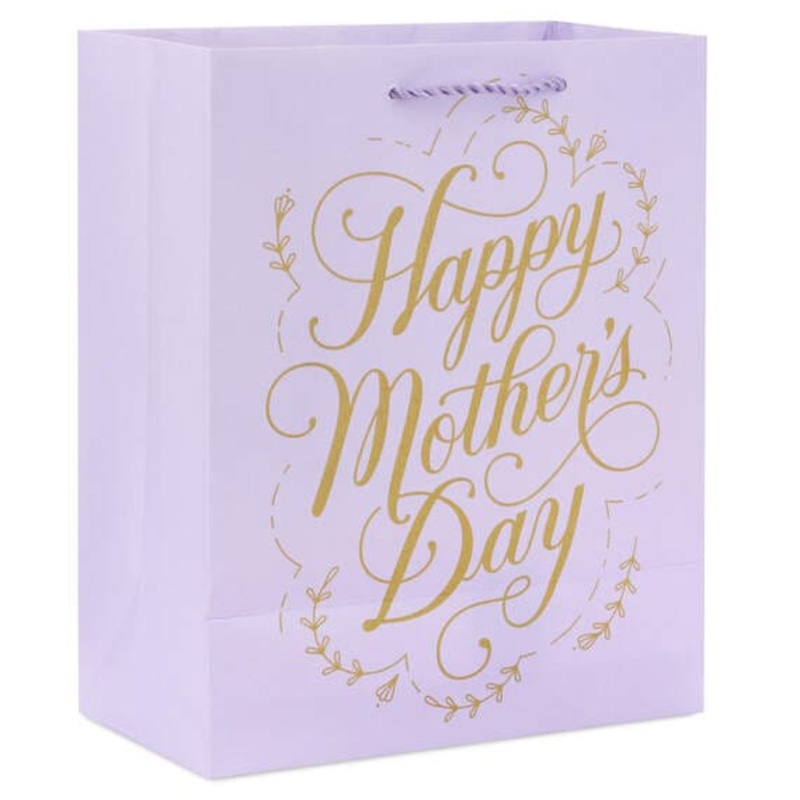 Gold Script on Lilac Medium Mother's Day Gift Bag, 9.6"