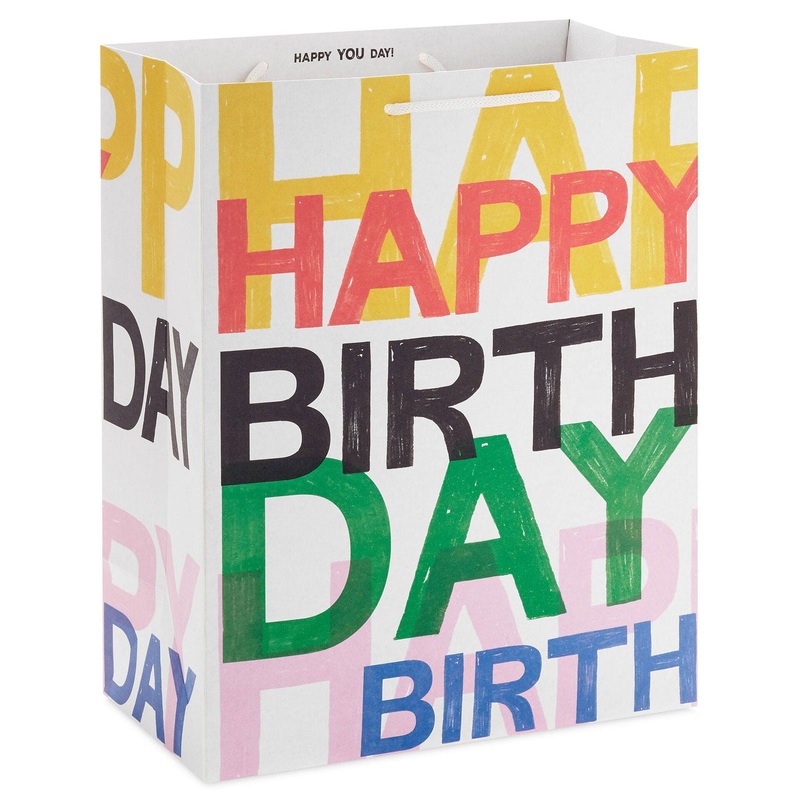 Layered Lettering Large Birthday Gift Bag 13"