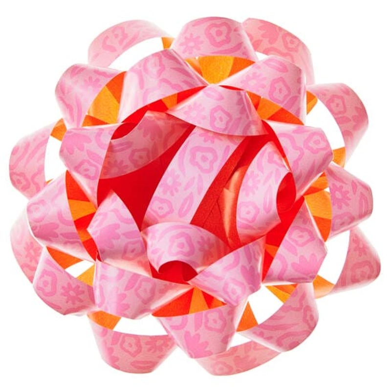 Pink Abstract Flowers Recyclable Gift Bow, 4.6"