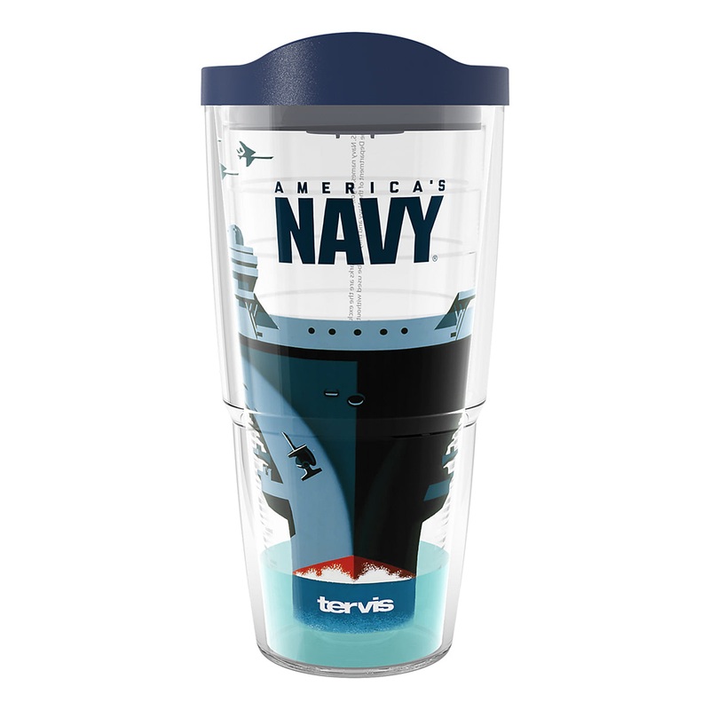 Navy Carrier Double Walled Insulated Travel Tumbler, Classic - 24oz