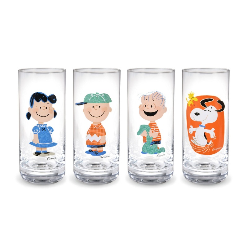 Peanuts Snoopy and Friends Tall Drinking Glasses, Set of 4