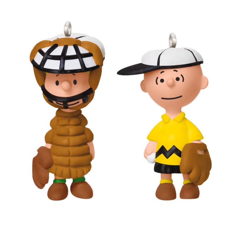 Mini The Peanuts Gang Playing Catch Ornaments, Set of 2