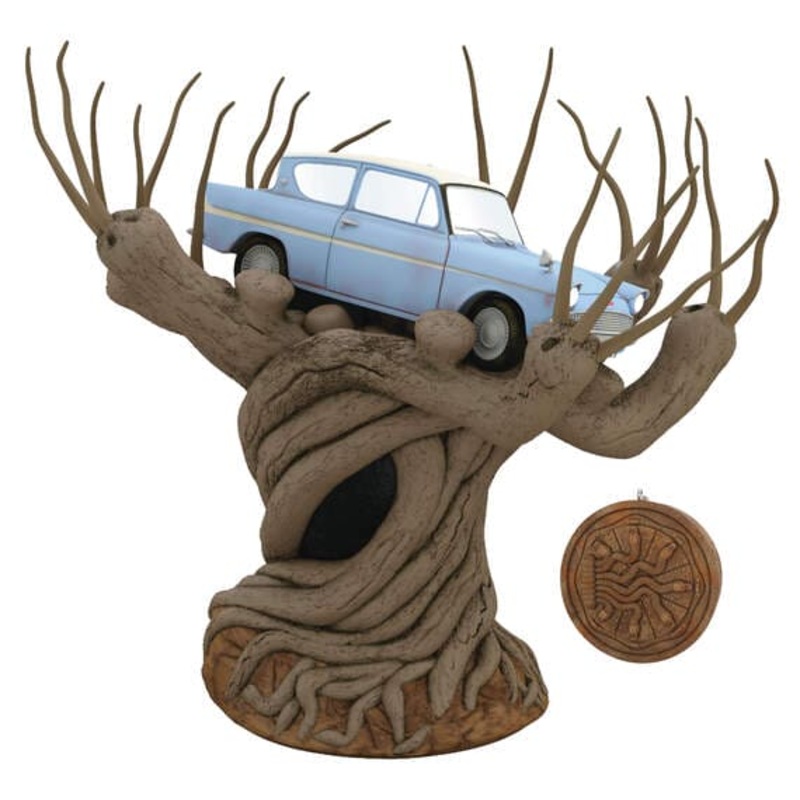 Harry Potter and the Chamber of Secrets Collection Flying Ford Anglia in the Whomping Willow Tree Topper With Light and Sound