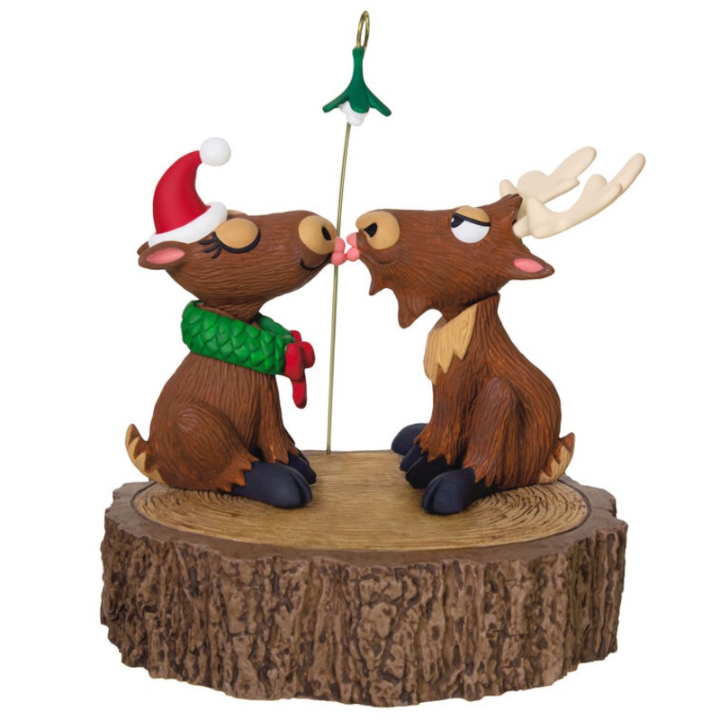 Merry Kiss-Moose Musical Ornament With Motion