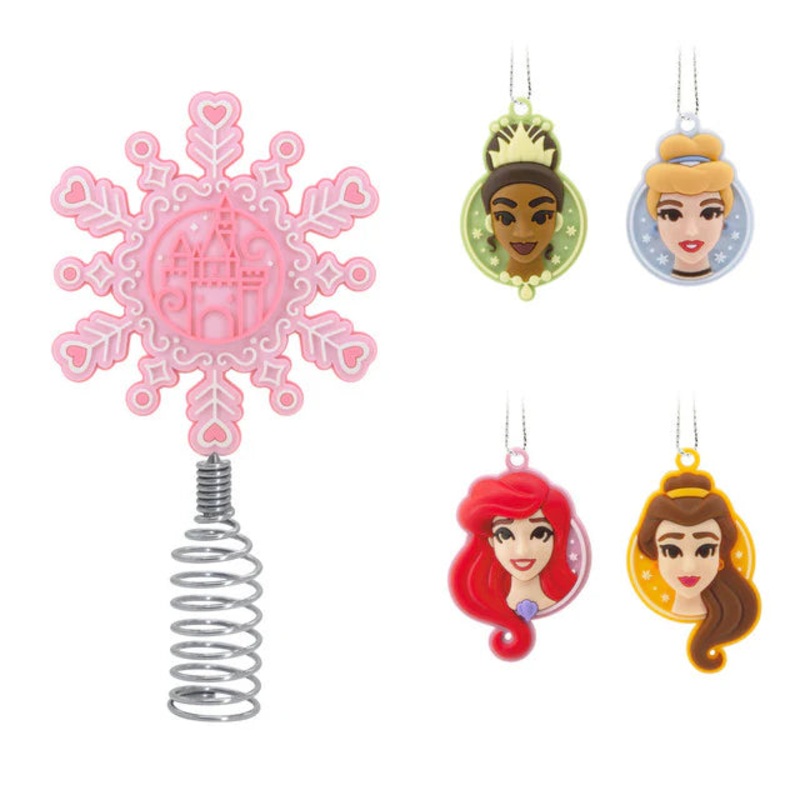 Mini Disney Princess Hallmark Tree Topper and Ornaments, Set of 5